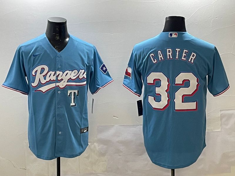 Men Texas Rangers #32 Carter Light Blue Game 2025 Nike MLB Jersey style 1